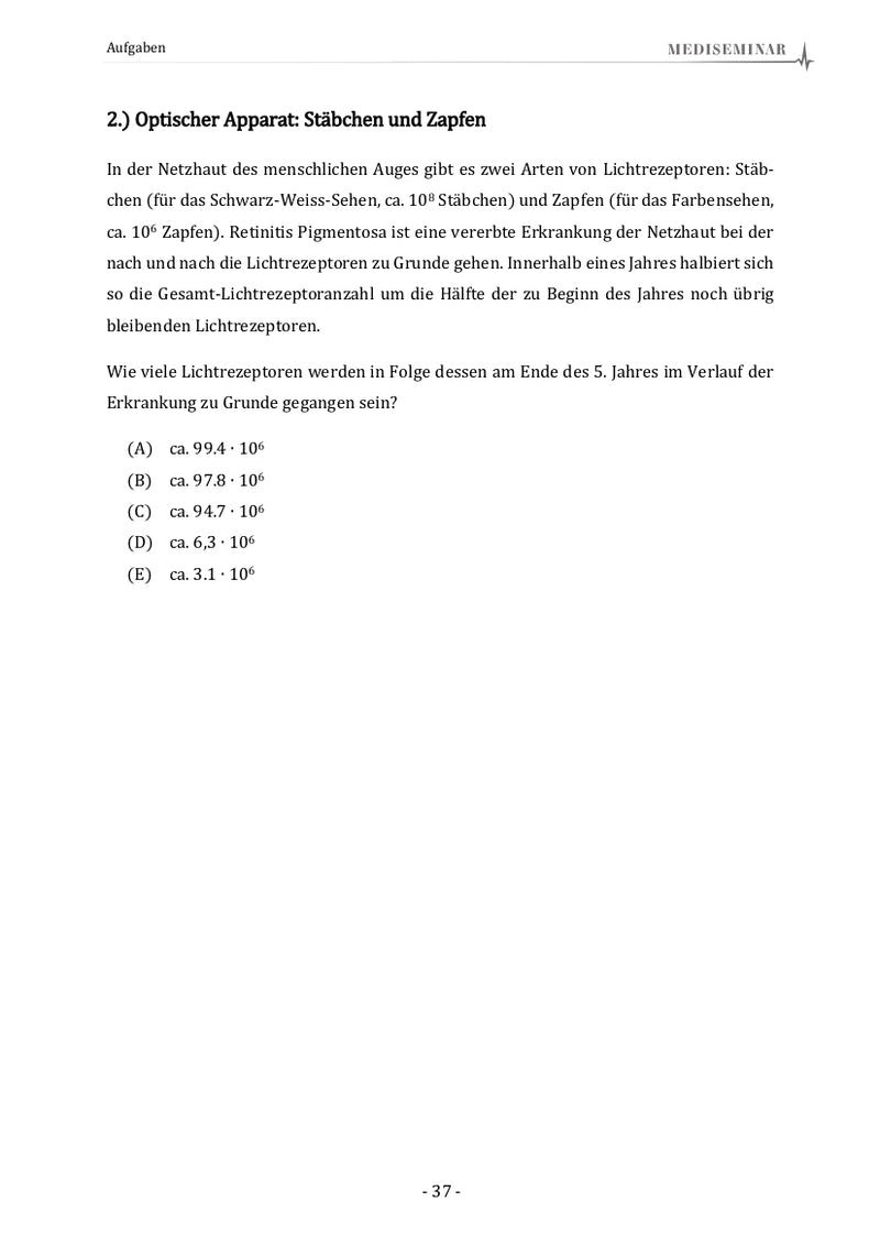 EMS Trainingsbuch "Quantitative und formale Probleme" (1/9) - MEDISEMINAR